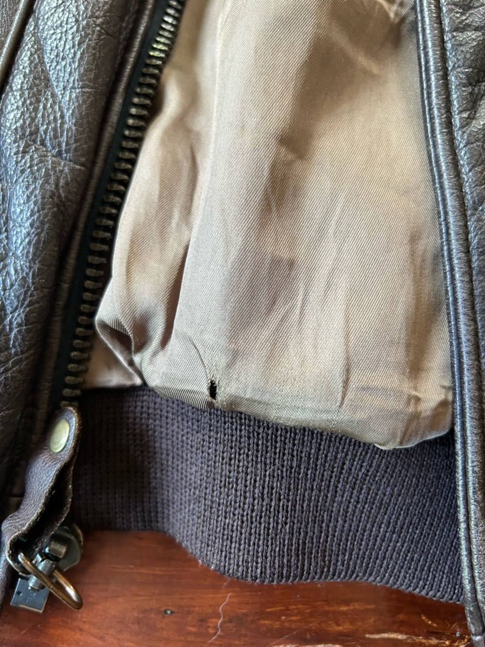 Vintage Lands' End Men's Brown Leather Bomber Jacket - Picture 8 of 10